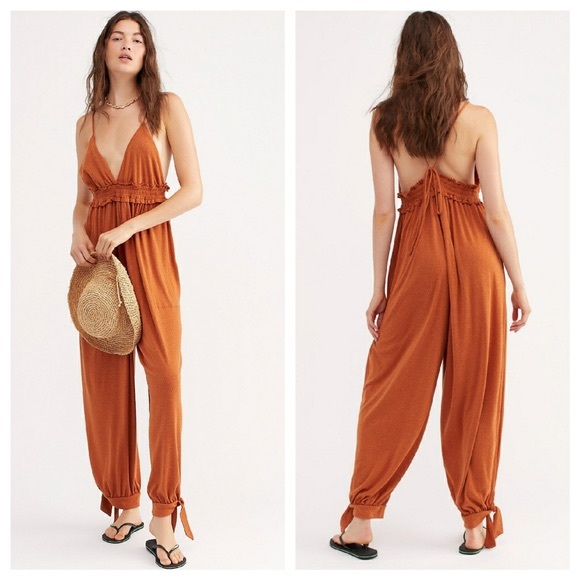 Free People Pants - LAST 1! NWOT Free People Beach | Malibu Boho Jumpsuit | Orange *Flawed